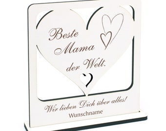 Decoration stand Best Mom - WE love you more than anything - incl. name - heart sign 16 x 16 cm - personal gift Mother's Day Birthday