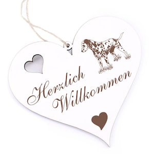 Welcome sign - Dalmatian - decorative heart wood 13 x 12 cm door sign heart sign door decoration dog family house entrance decorative sign shabby