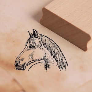 Motiefstempel paardenkop - paardenkopstempel houten stempel 48 x 38 mm - scrapbooking embossing ambachten stempelen cadeau paardrijden manege