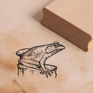 Motivstempel Ochsenfrosch auf Pfahl - Stempel Frosch 38 x 28 mm - Holzstempel Scrapbooking Embossing Stempeln Basteln Natur Frösche
