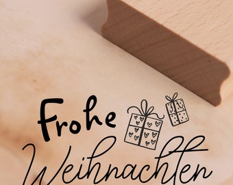 Stempel Frohe Weihnachten - Geschenk Motivstempel ca. 68 x 38 mm - Scrapbooking Holzstempel Embossing - Weihnachtsstempel Advent Nikolaus