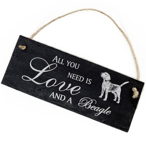 Slate Decoration Beagle Shield 22 x 8 cm - All you need is Love and a Beagle