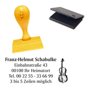 Wooden stamp &quot;VIOLIN&quot; music - stamp incl. cushion
