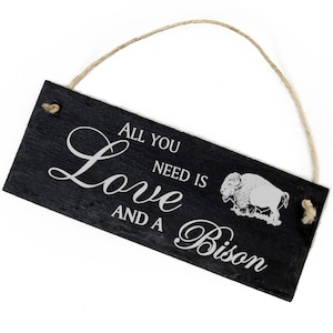 Slate Decoration Bison Shield 22 x 8 cm - All you need is Love and a Bison
