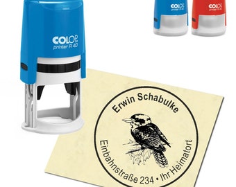 Stamp Address stamp personalized - Kookaburra Jägerliest - approx. ∅ 40 mm