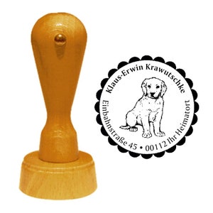 Address stamp dog «LABRADOR RETRIEVER puppy» with personal address and motif-stamp name wooden stamp dog breed family dog