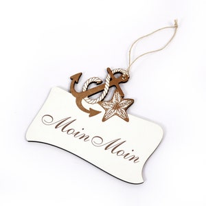 Maritime Shield en MOIN MOIN » Starfish Anchor Door Sign Maritime Decoration Decoration Gift Sailor Sailor Sailor Baltic Sea Sea Hamburg Greeting North
