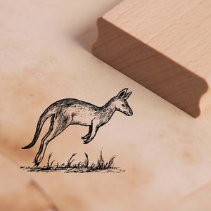 Motif Stamp Hopping Kangaroo Stamp 38 x 30 mm - Wooden Stamp Embossing Scrapbooking Animal Stamp Handicraft Stamp - Gift Australia