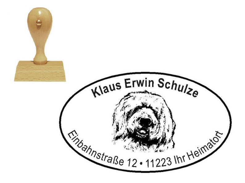 Stempel Holzstempel HUND BOBTAIL Bild 1