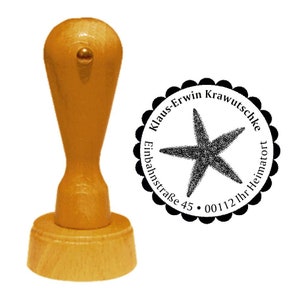 Timbro indirizzo " SEESTERN - con indirizzo personale e motivo - timbro in legno nome animale spiaggia maritim mare del Mare del Mare del Nord Mare Atlantico Oceano Atlantico Oceano Atlantico