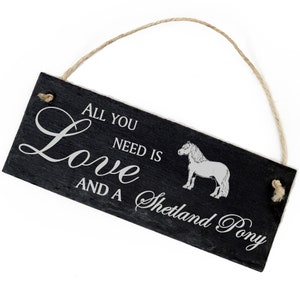 Slate Decoration Shetland Pony Horse Shield 22 x 8 cm - All you need is Love and a Shetland Pony