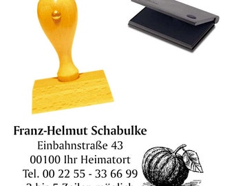 Stempel « KÜRBIS » inkl. Stempelkissen Adressenstempel Adressstempel Motivstempel Holzstempel Herbst Halloween Thanksgiving Erntedankfest