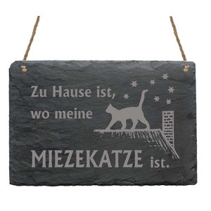 Persönliches Schiefer Türschild „Katze“ – 22x8 Cm, Mit Wunschgravur, Wetterfest Für Innen & Außen