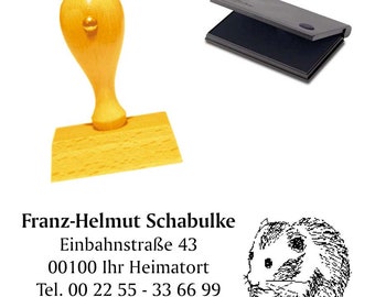 Stempel « Hamster » Adressenstempel Motivstempel Holzstempel 