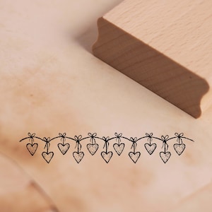 Timbro Cuori Guinzaglio Bordo - Timbro Motivo circa 98 x 18 mm • Francobolli in legno Scrapbooking • Cartoline Decorative Cancelleria • Cara Mamma Fidanzata
