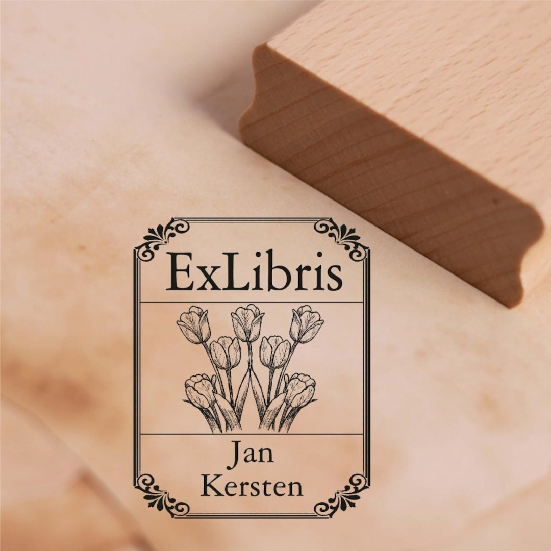 Ex Libris Stamp Tulips With Name Vintage Frame Ex Libris Motif Stamp 38 ...