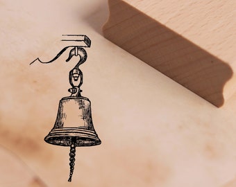 Stamp Maritime Ship Bell - Motif Stamp - approx. 28 x 58 mm - Scrapbooking Wooden Stamp Embossing - Gift Ship Nautical Sea North Sea North Sea