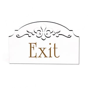 Exit Door Sign - Sign English Exit - Wooden Sign Engraved - Self-Adhesive - Ornaments - 15.5 x 9.5 cm