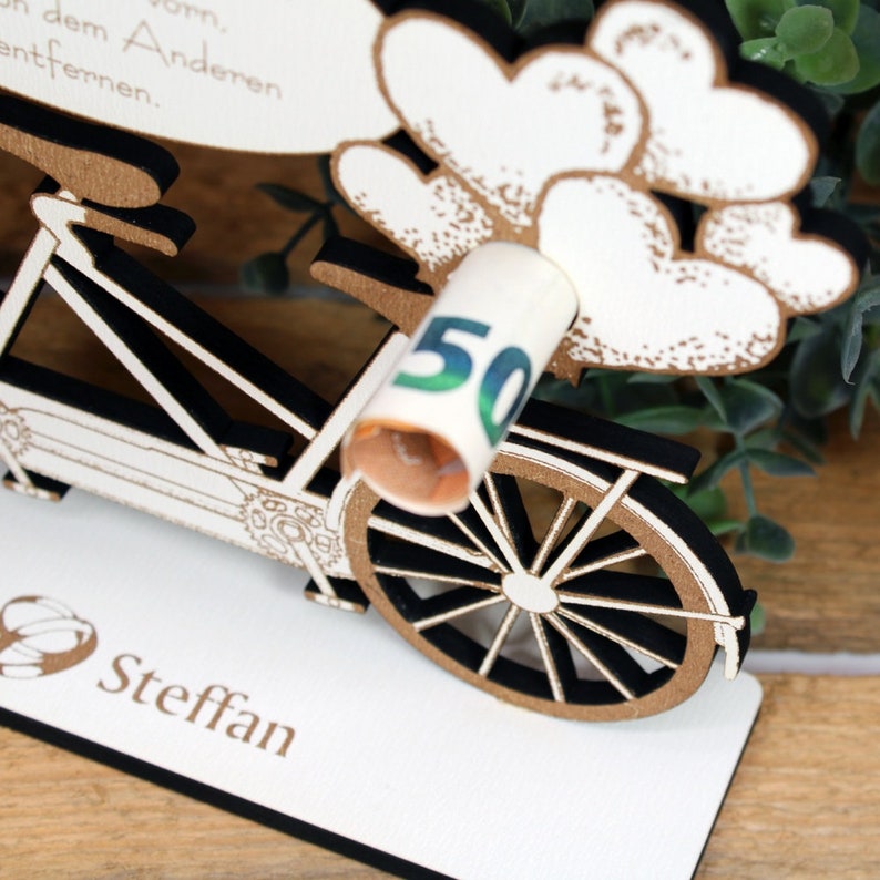 Wedding money gift tandem with heart balloons - incl. names - sign for money voucher gift certificate wedding gift love marriage image 4