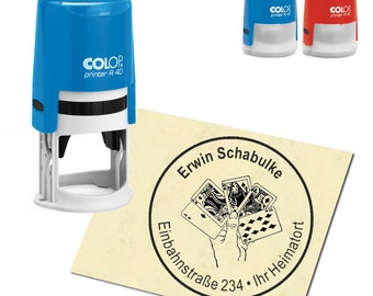 Stamp address stamp personalized - Poker - around ∅ 40 mm