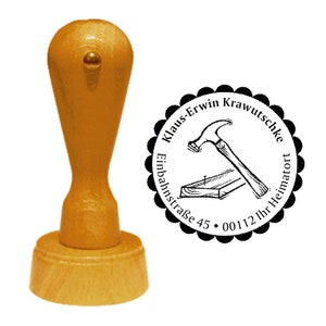 Francobolli : TISCHLER / ImmerMANN - Nome timbro indirizzo professione artigiano carpenter Carpenter Legno Martello Operazione Formazione