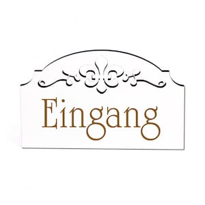Entrance door sign - sign wood - self-adhesive - ornaments vintage door decoration - 15.5 x 9.5 cm