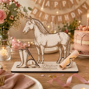 Regalo in legno a forma di cavallo – Idea regalo per cavalieri e amanti dei cavalli, 14,5 x 11 cm