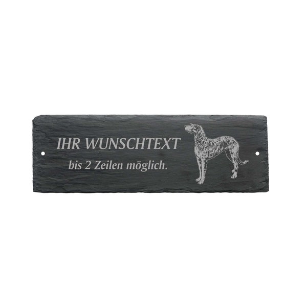 Wetterfestes Türschild « IRISCHER WOLFSHUND » mit Wunschtext / Name - ca. 22 x 8 cm Schild Namensschild Familie Klingel Hund Irish Wolfhound