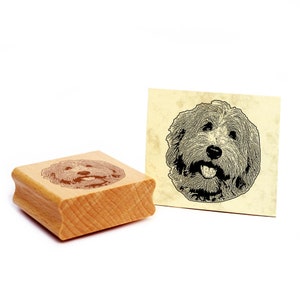 Timbre motif Labradoodle timbre chien tampon en bois 45 x 48 mm - idée cadeau propriétaire de chien fan de chien cadeau d'amoureux des chiens