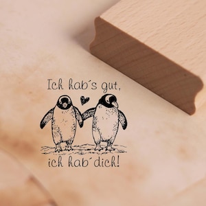 Timbro con motivo I've got it good, I've got you - Timbro pinguino love timbro in legno 38 x 38 mm - timbratura artigianato idea regalo fidanzata fidanzato