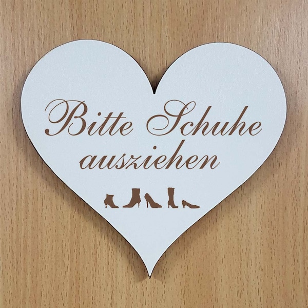 Selbstklebendes Schild Herz « BITTE SCHUHE AUSZIEHEN » Türschild Dekoschild Herzschild Dekoration Garderobe Flur Eingang Flur Besucher Gäste