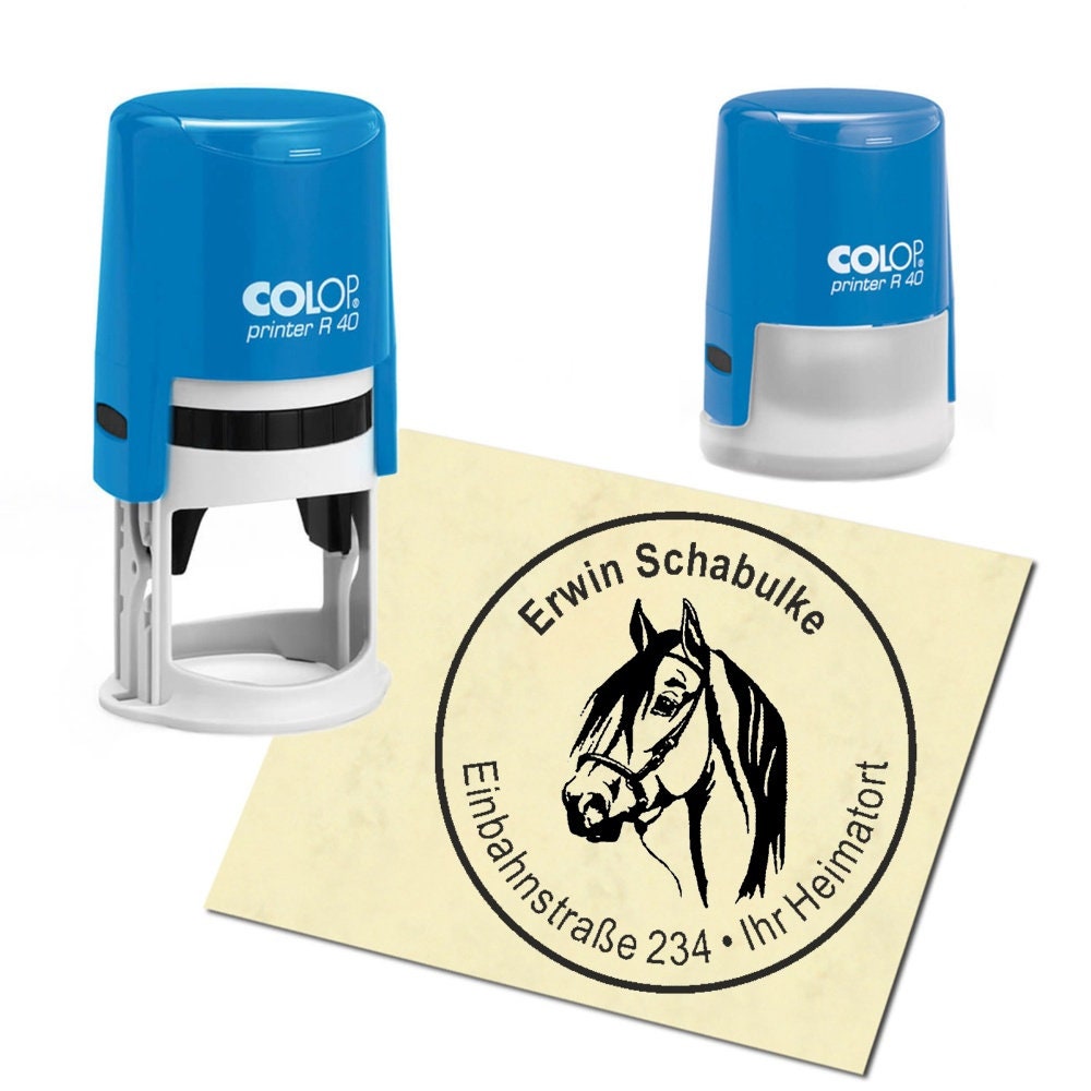 Personalized Custom Pet Stamp - Horse Head - Round 40 mm