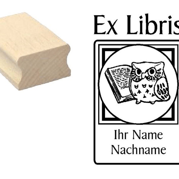 Stempel Ex Libris « EULE 7 » EXLIBRIS Bookstamp Naam Achternaam Gewenste Naam Gewenste TekstBoek Eigenaar Boek Eigenaar Merk Bladwijzer Eigendom