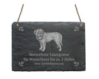 DOGUE DE BORDEAU Schiefertafel mit Wunschgravur