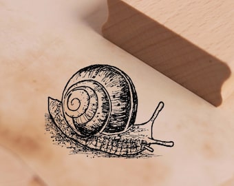 Motif Stamp Snail Natural Stamp 38 x 28 mm - Wooden Stamp Scrapbooking Embossing Stamps Crafts - Gift Kindergarten School Garden