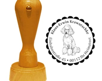 Poodle stamp with personal address and motif