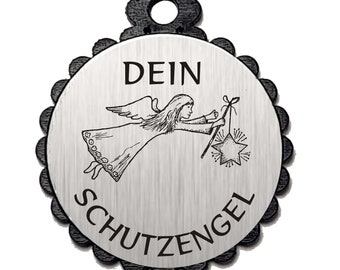 Anhänger « DEIN SCHUTZENGEL 01 » Motiv ENGEL Stern Geschenk Geschenkanhänger Schlüsselanhänger Dekoration Glücksbringer Geburtstag Talisman