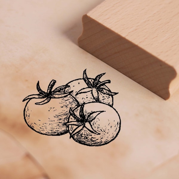 Motif stamp tomato - vegetable stamp 48 x 38 mm - wooden stamp scrapbooking embossing stamping crafts kindergarten school kitchen garden