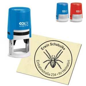 Stempel adresowy personalizowany - pająk - okrągły ∅ 40 mm
