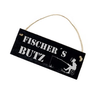 Shield Slate Fisherman&#39;s Butz - Door Sign 22 x 8 cm Weatherproof - Slate Dekosign Decoration Door - Fisherman Angler Fishing Fish