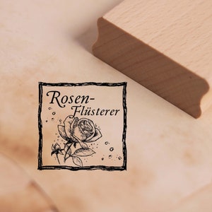 Motif stamp rose whisperer - rose stamp wooden stamp 48 x 48 mm - scrapbooking embossing stamping crafting gift rose grower florist