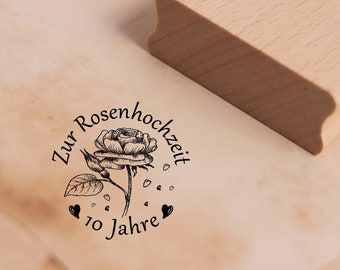 Motif Stamp For the Rose Wedding - 10 Years Anniversary Stamp Rose 48 x 48 mm - Wooden Stamp Scrapbooking Embossing Stamps Crafts - Love