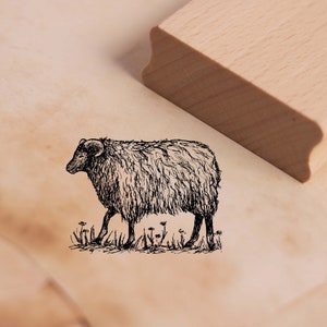 Motif stamp Heidschnucke goes - sheep stamp wooden stamp 48 x 36 mm - stamping crafts scrapbooking embossing kindergarten school