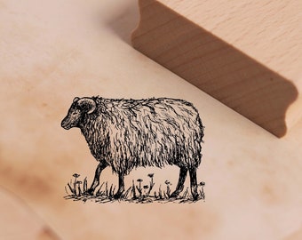 Motif stamp Heidschnucke goes - sheep stamp wooden stamp 48 x 36 mm - stamping crafts scrapbooking embossing kindergarten school