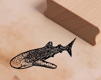 Motivo sello tiburón ballena - sello tiburón 58 x 28 mm - sello madera repujado scrapbooking estampado artesanía escuela guardería animales marinos tiburón