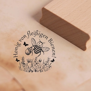 Motiefstempel honing van bezige bijen - bij over de weide stempel houten stempel 38 x 38 mm - scrapbooking embossing ambachtelijke stempelen