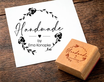 Holzstempel personalisiert 49 mm – Stempel mit eigenem Namen – Handmade, Logo, Geschenk