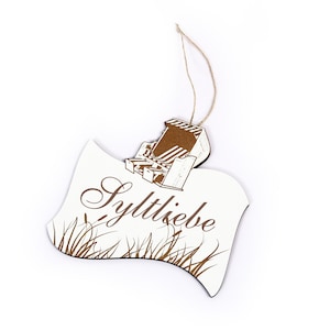 Maritimes Schild « SYLT LIEBE » Strandkorb Schilf Türschild maritime Deko Dekoration Geschenk Urlaub Ferien Ferienwohnung Insel Nordsee Meer