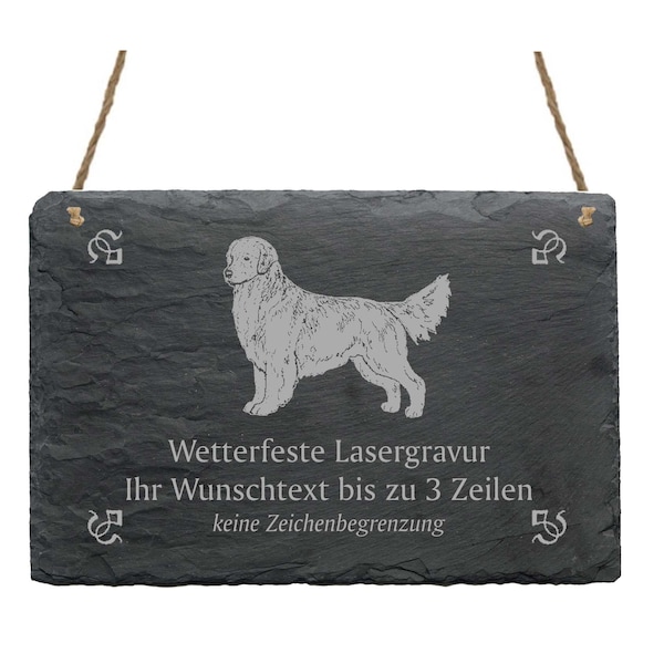 GOLDEN RETRIEVER Schiefertafel mit Wunschgravur