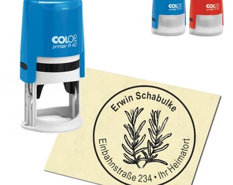 Stempel Adressstempel personalisiert - Rosmarin - rund ∅ 40mm